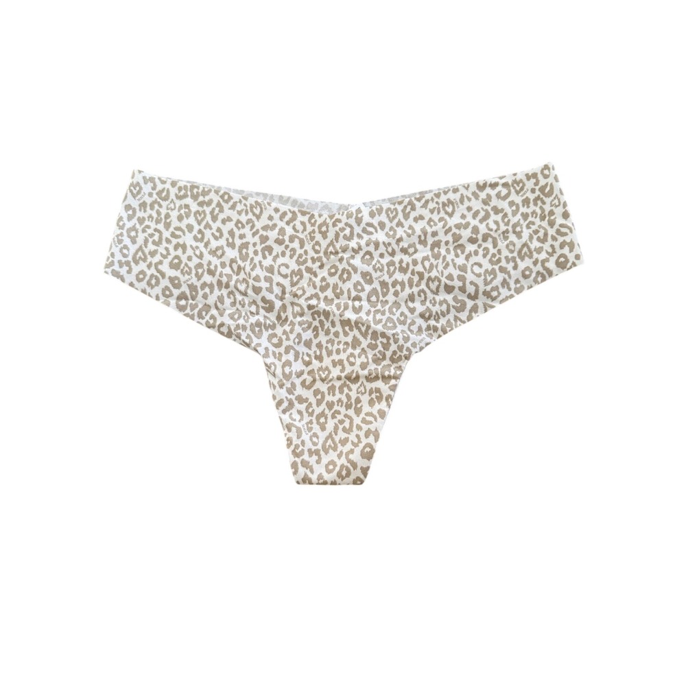 Victoria's Secret PINK No Show Thong Panty Bundle of  3 XL Blush Tan Leopard NEW - Picture 3 of 11